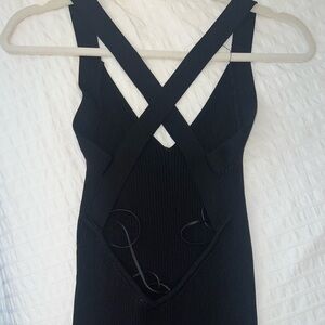 Zara Black Bodycon Maxi Dress w/ open back!